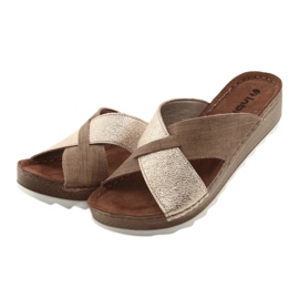 Papuci KOMFORT INBLU GX006 maro / auriu bej de aur 3