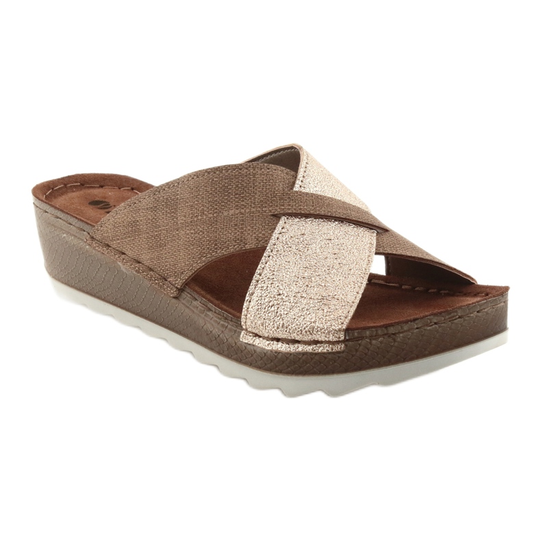 Papuci KOMFORT INBLU GX006 maro / auriu bej de aur 1