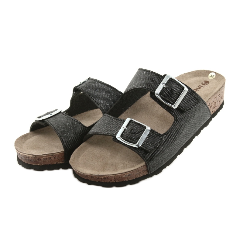 Papuci negri negri Inblu NM013 pentru femei, cu particule de argint negru 3