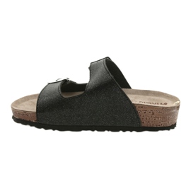 Papuci negri negri Inblu NM013 pentru femei, cu particule de argint negru 2