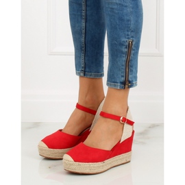Espadrile pe pene roșii T331P Red II-GAT roșu 2
