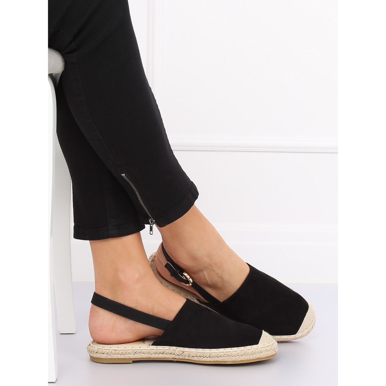 Espadrile negre cu toc deschis negru HH-119 Negru 2