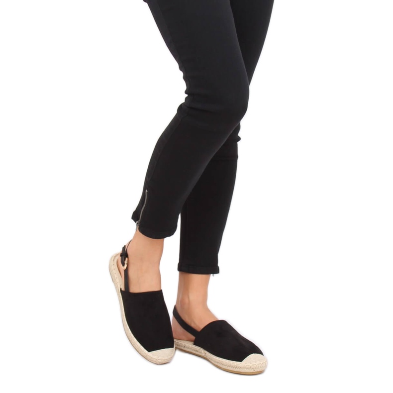 Espadrile negre cu toc deschis negru HH-119 Negru 1