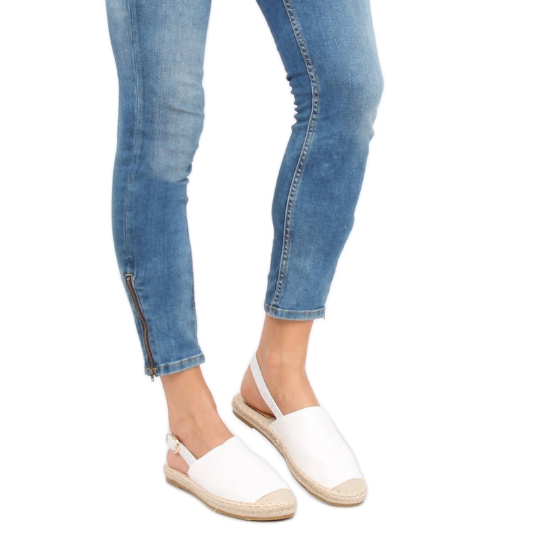 Alb HH-119 Espadrile albe cu toc deschis 1