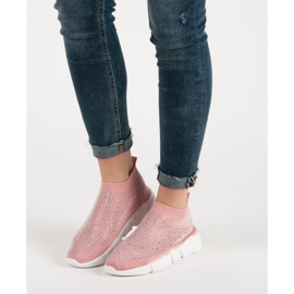Pantofi sport textile cu cristale roz 1 Pantofi sport textile cu cristale roz 1
