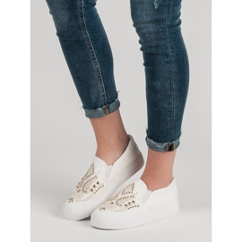 J. Star Sliponi albi cu pietre de stras 1