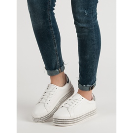 Pantofi sport cu cristale alb 1