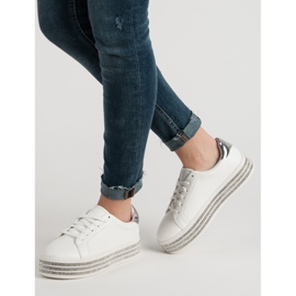 Pantofi sport cu cristale alb 2