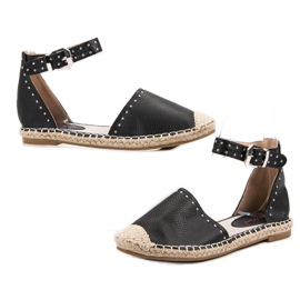 Best Shoes Espadrile cu jeturi negru 1