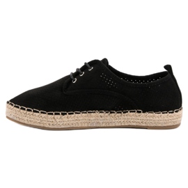 Ideal Shoes Espadrile cu cordon negru 1 Ideal Shoes Espadrile cu cordon negru 1