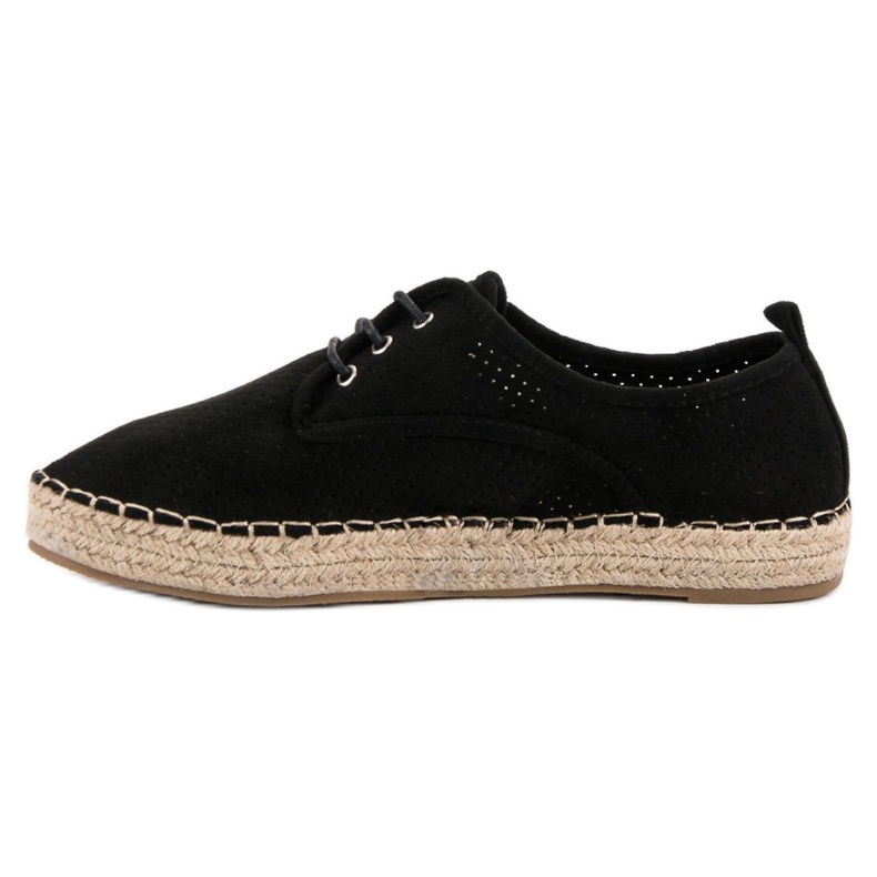 Ideal Shoes Espadrile cu cordon negru 1 Ideal Shoes Espadrile cu cordon negru 1