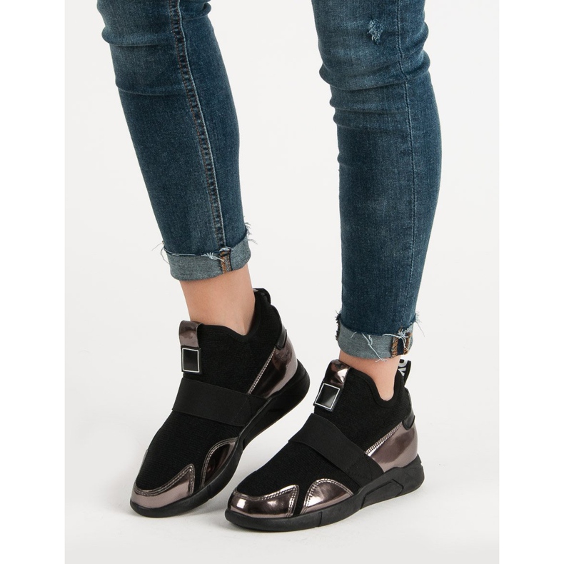 Tenisi Slip-On Wedge negru 2