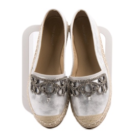 Ideal Shoes Espadrile din argint cu ornamente gri 1
