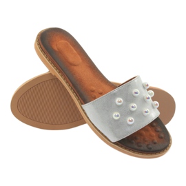 M.Daszyński FLIP -FLIP -FLOPS 1837 decorat cu perle gri argint 4