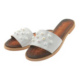 M.Daszyński FLIP -FLIP -FLOPS 1837 decorat cu perle gri argint 3