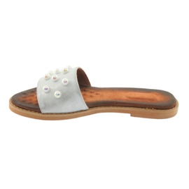 M.Daszyński FLIP -FLIP -FLOPS 1837 decorat cu perle gri argint 2
