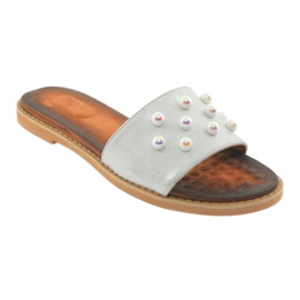 M.Daszyński FLIP -FLIP -FLOPS 1837 decorat cu perle gri argint 1