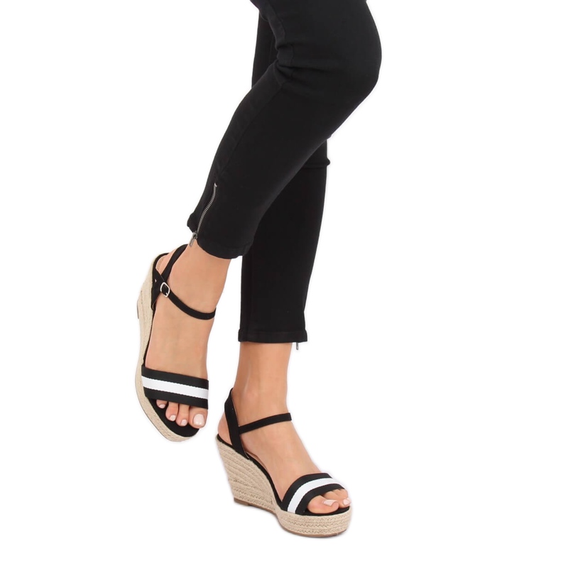 Espadrile negre pe pene, negru 9072 Negru 2