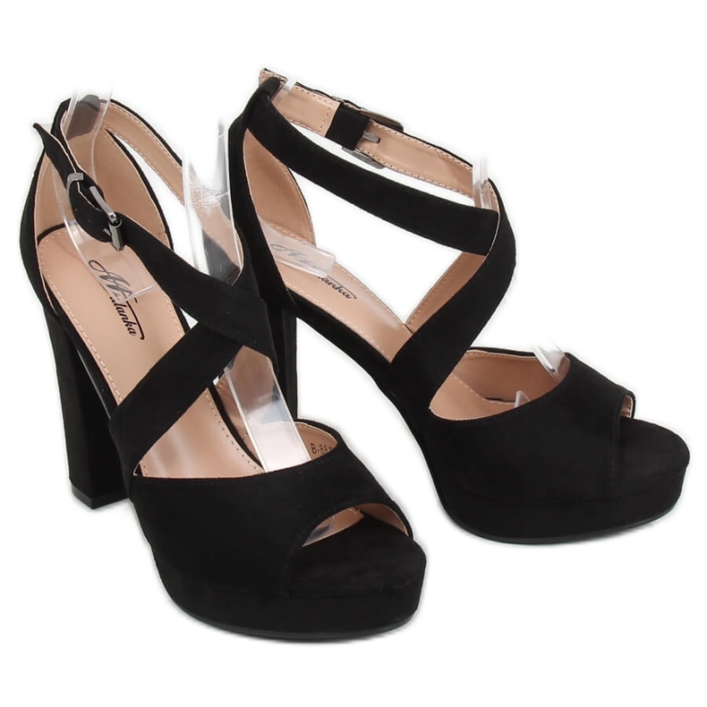 Sandale negre pe platforma B-88 Negru 1