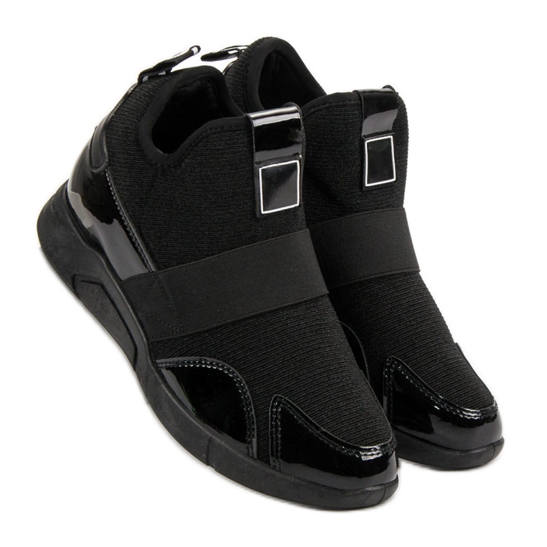 Tenisi Slip-On Wedge negru 2
