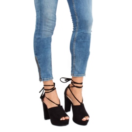 Sandale cu platformă neagră LM-058 negru 1