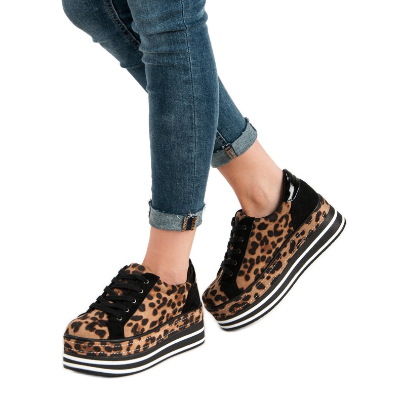 Weide Adidași pe platformă maro 1