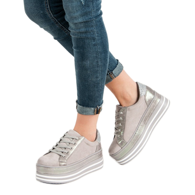 Weide Adidași pe platformă gri 2