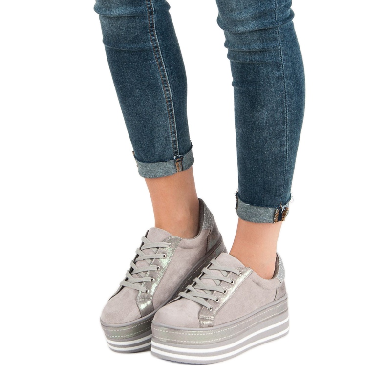 Weide Adidași pe platformă gri 1