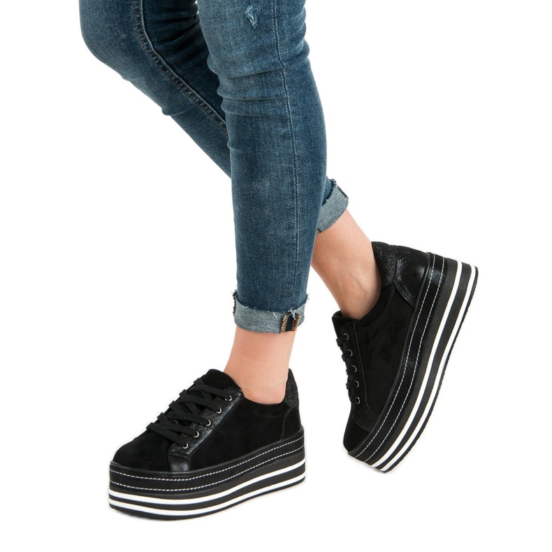 Weide Adidași pe platformă negru 1