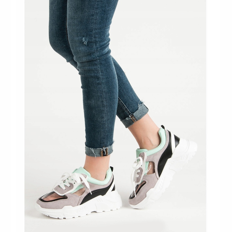 SHELOVET Adidași transparenți pe platformă gri 1