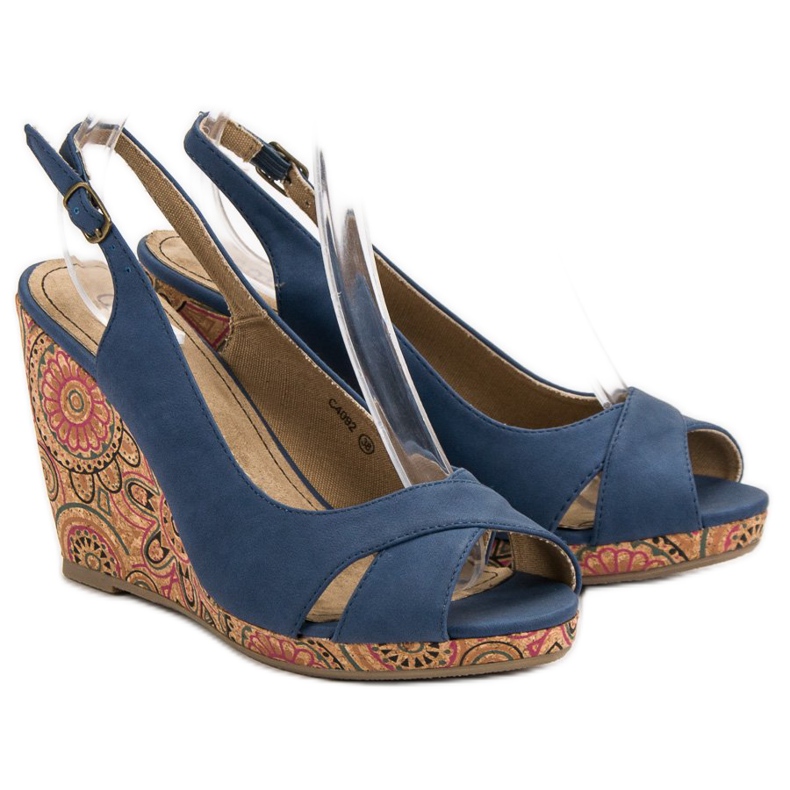 Corina Sandale Ethno la modă albastru 1