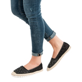 Ideal Shoes Espadrile Cu Cristale negru 1 Ideal Shoes Espadrile Cu Cristale negru 1