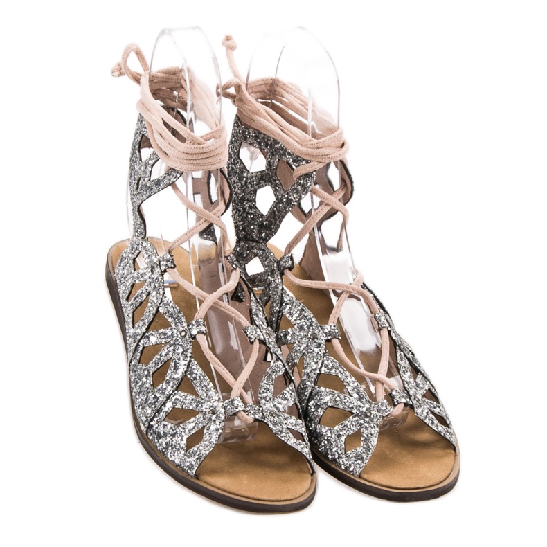 Corina Sandale cu sclipici gri 1