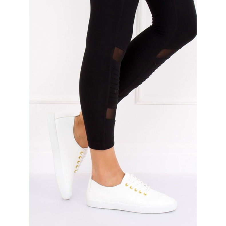 Adidași de damă albi WD009 ALB / GALBEN 2