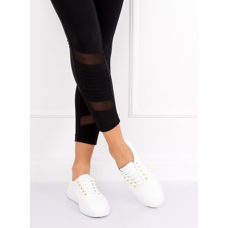 Adidași de damă albi WD009 ALB / GALBEN 1