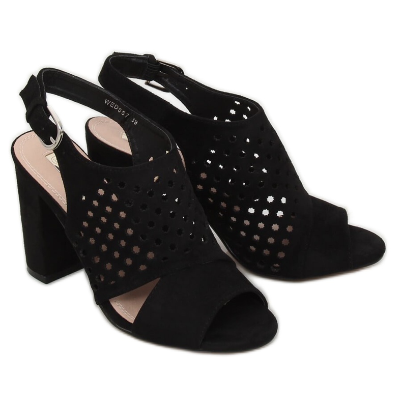 Sandale ajurate negre WED557 Negru 2