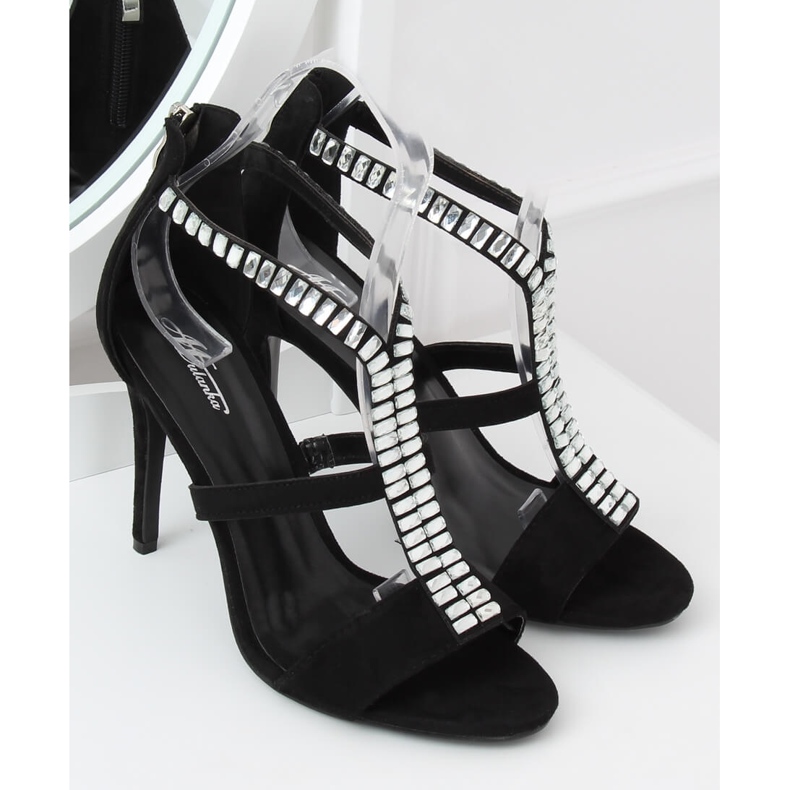 Sandale negre pe toc înalt B-60 Negru 1