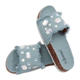 Papuci din denim albastru CK100 LT.BLU multicolor 2
