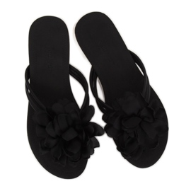 Flip-flops negri cu o floare CK103 Black negru 1 Flip-flops negri cu o floare CK103 Black negru 1