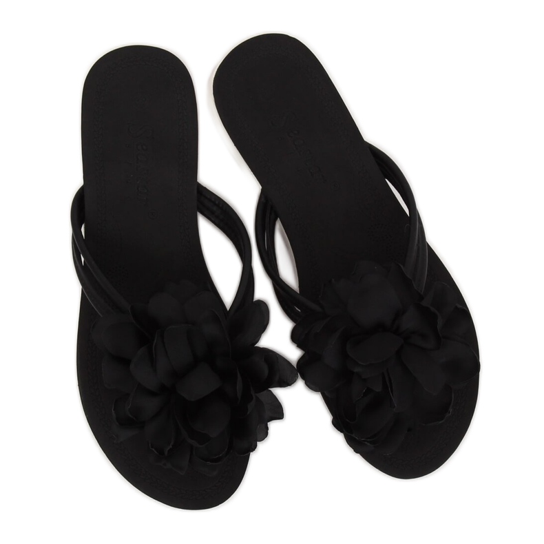 Flip-flops negri cu o floare CK103 Black negru 1 Flip-flops negri cu o floare CK103 Black negru 1