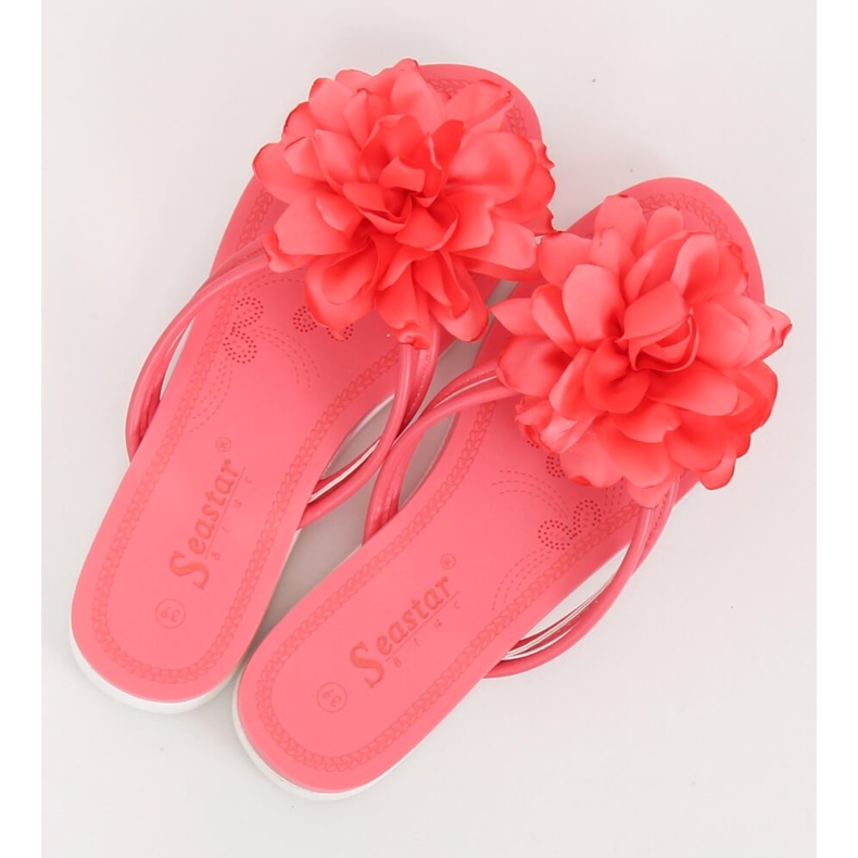 Flip-flops cu flori roz CK103 Coral 2