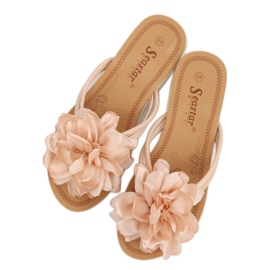 Flip-flops cu o floare bej CK103 Bej 1