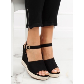 Sandale negre pe o pană neagră FD-5M14 Negru 2