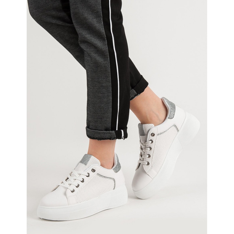 Încălțăminte sport cu sclipici alb 2