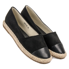 Super Me Espadrile din piele de căprioară negru 1 Super Me Espadrile din piele de căprioară negru 1