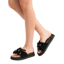 Seastar Papuci de damă din piele de căprioară negru 1 Seastar Papuci de damă din piele de căprioară negru 1