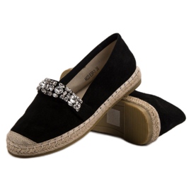 Bestelle Espadrile din piele de căprioară cu cristale negru 1