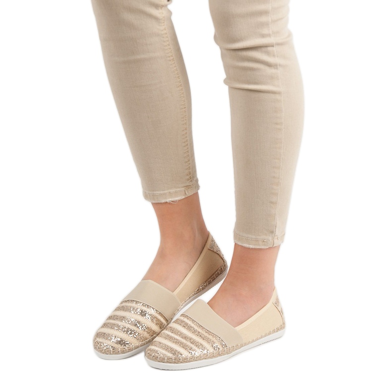 Kayla Espadrile strălucitoare galben 2