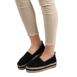 Coura Espadrile din piele de căprioară pe platformă negru 1