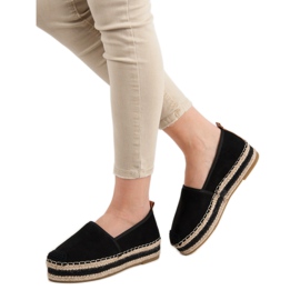 Coura Espadrile din piele de căprioară pe platformă negru 2